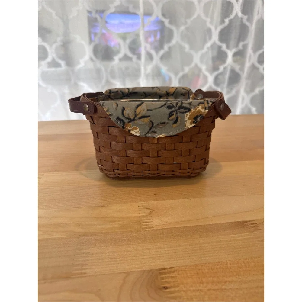 Longaberger Journal Basket 2008 Handwoven with Floral Liner and Protector